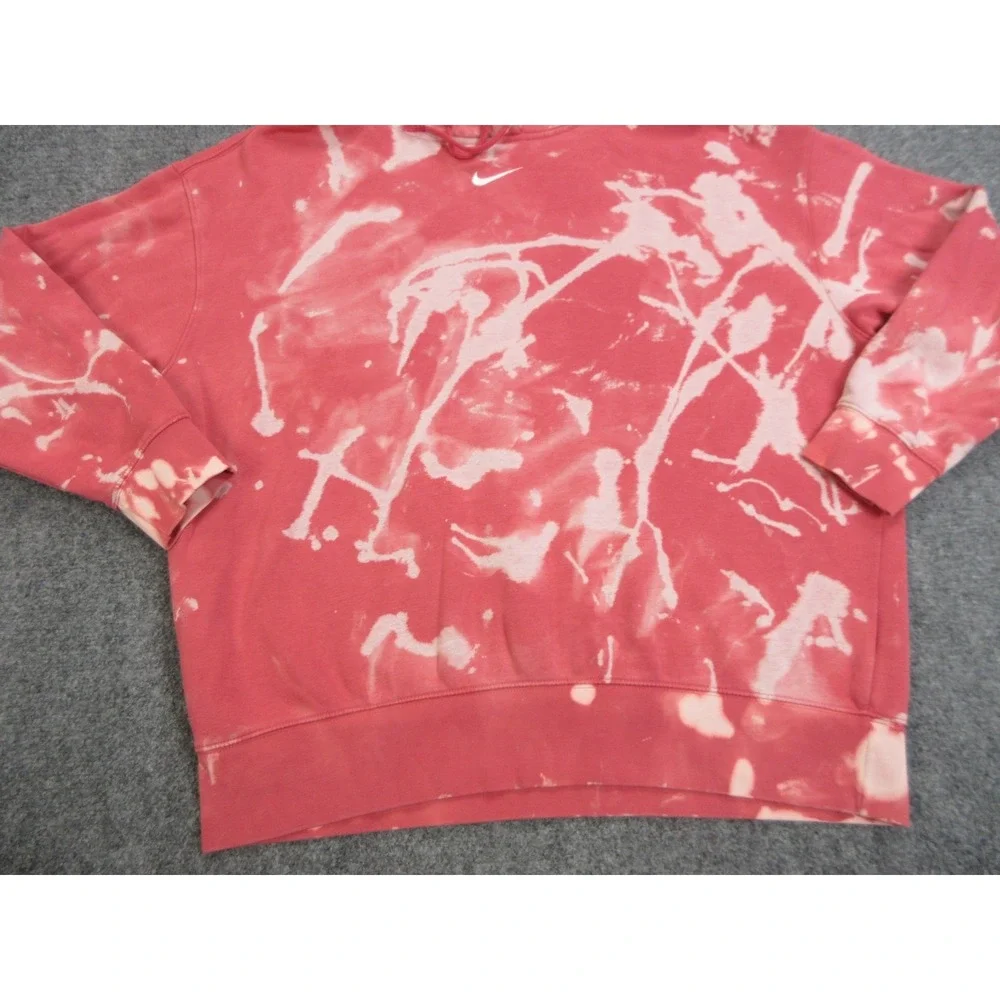 Nike Hoodie Womens Large‎ Pink White Tie Dye Center Swoosh Logo DJ7668-622